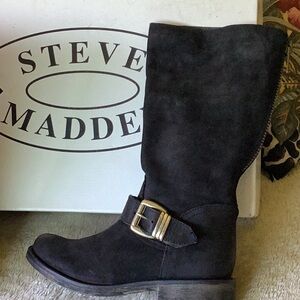 Steve Madden Fabiana black suede leather boots